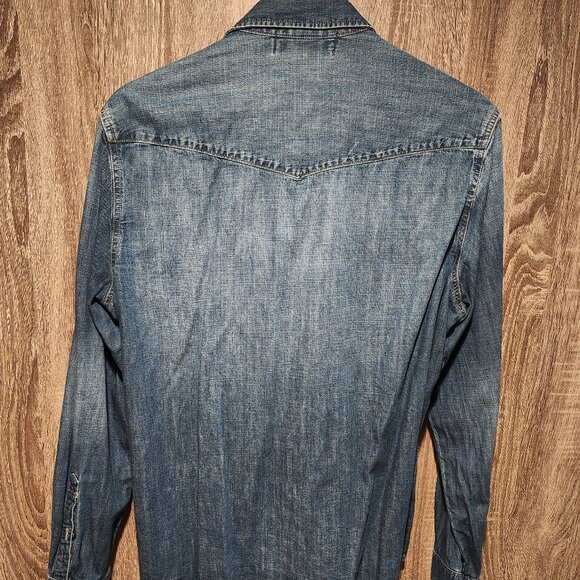 H&M Blue Denim Long Sleeve Snap Button Shirt - Picture 3 of 7